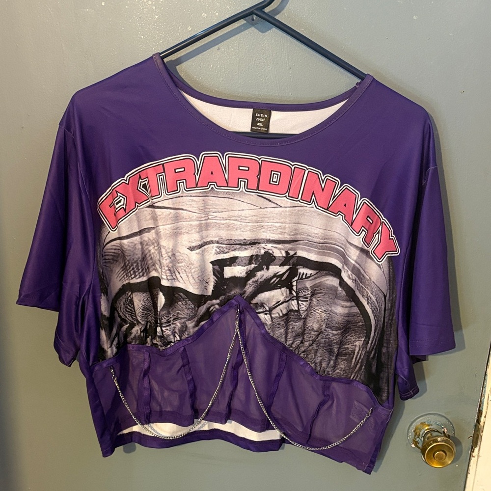 SHEIN Purple Curve T-Shirt
